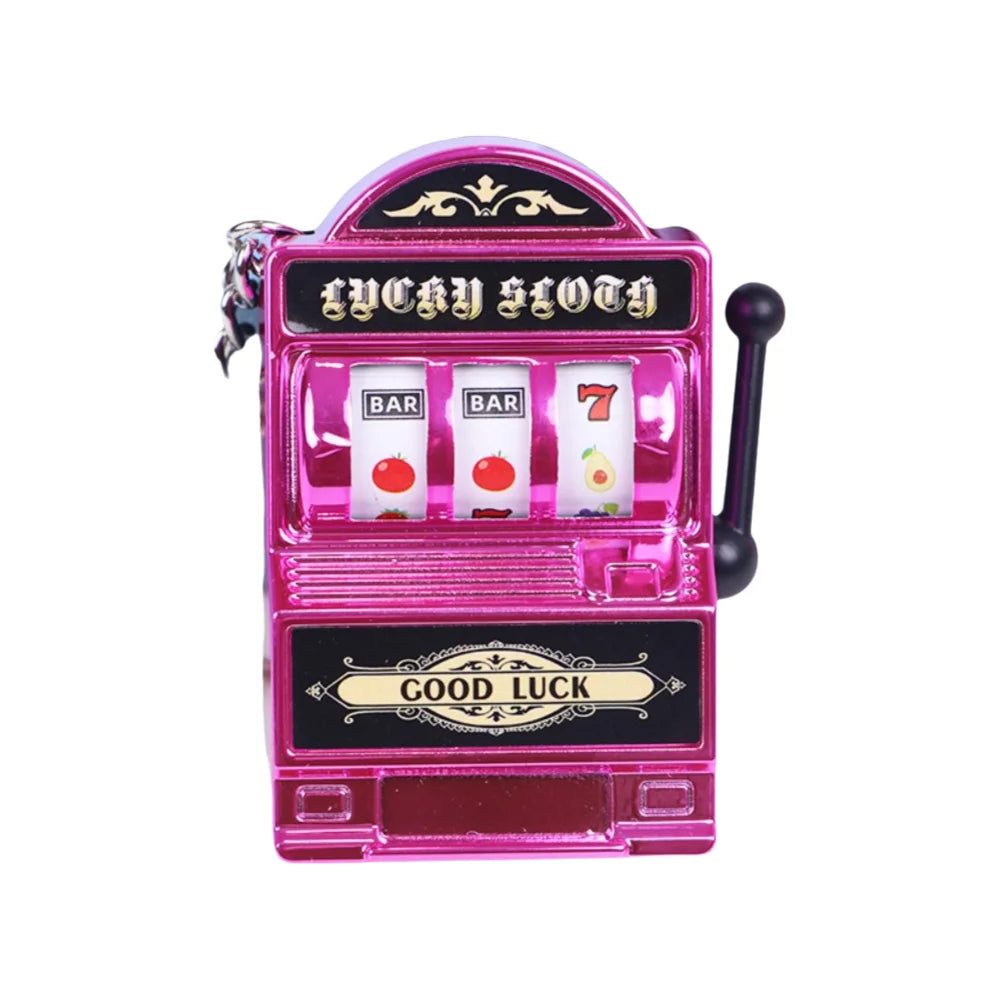 Cartoon Stress Reliever Keychains Coin Operated Games Mini Key Holder Toy Gambling Machine Kids Adult quixgadget