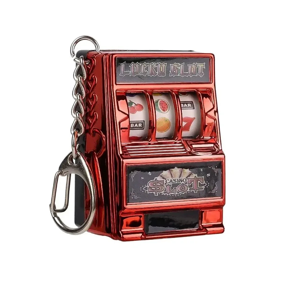 Cartoon Stress Reliever Keychains Coin Operated Games Mini Key Holder Toy Gambling Machine Kids Adult quixgadget