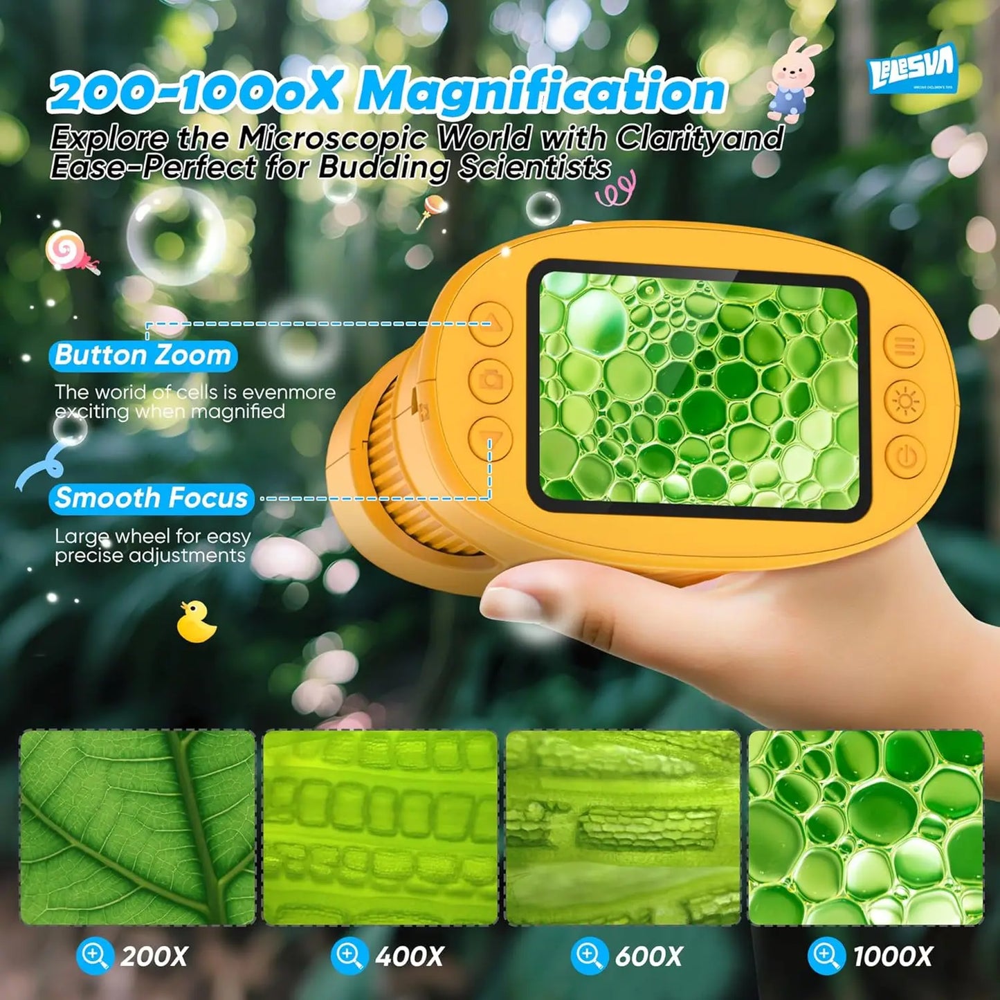 1000X Pocket Microscope for Kids with 4K 2.0" Screen Digital Handheld Rechargeable Portable Science Toy STEM Educational Gift quixgadget