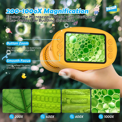 1000X Pocket Microscope for Kids with 4K 2.0" Screen Digital Handheld Rechargeable Portable Science Toy STEM Educational Gift quixgadget