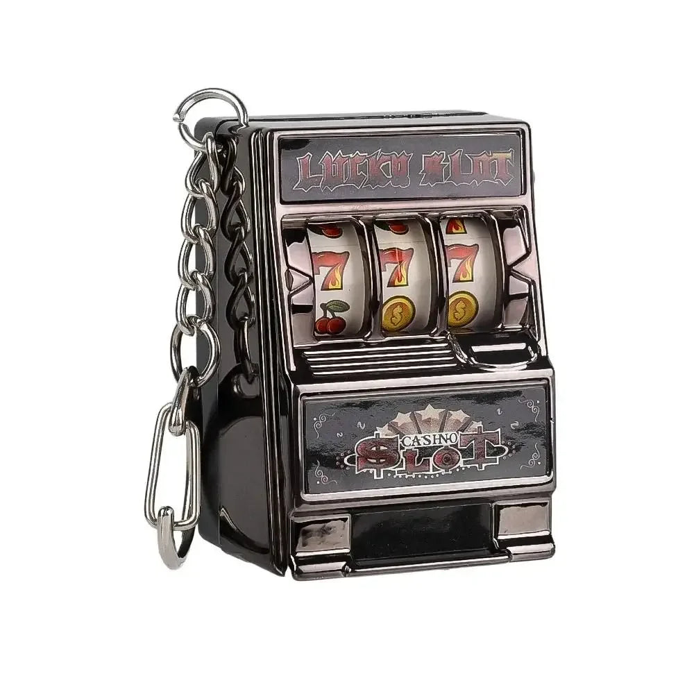 Cartoon Stress Reliever Keychains Coin Operated Games Mini Key Holder Toy Gambling Machine Kids Adult quixgadget
