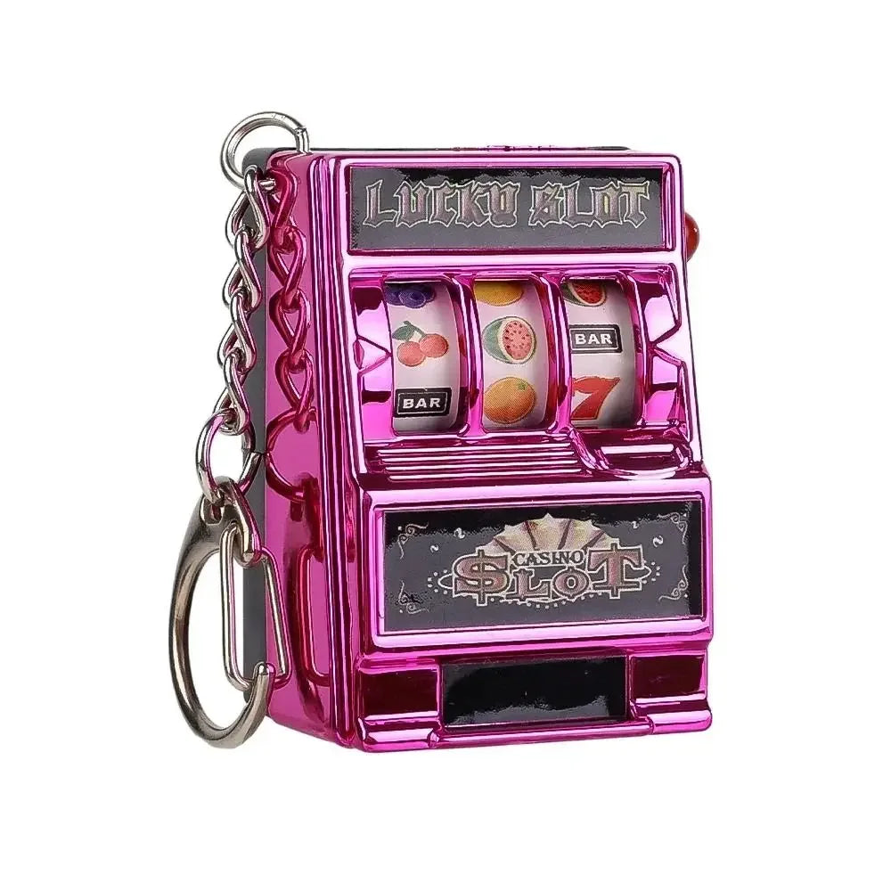 Cartoon Stress Reliever Keychains Coin Operated Games Mini Key Holder Toy Gambling Machine Kids Adult quixgadget