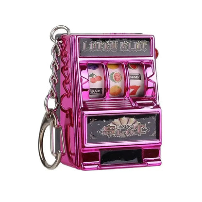 Cartoon Stress Reliever Keychains Coin Operated Games Mini Key Holder Toy Gambling Machine Kids Adult quixgadget