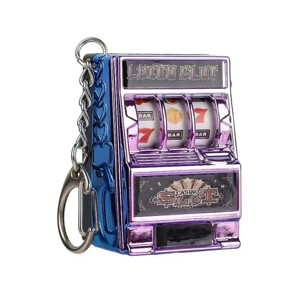 Cartoon Stress Reliever Keychains Coin Operated Games Mini Key Holder Toy Gambling Machine Kids Adult quixgadget