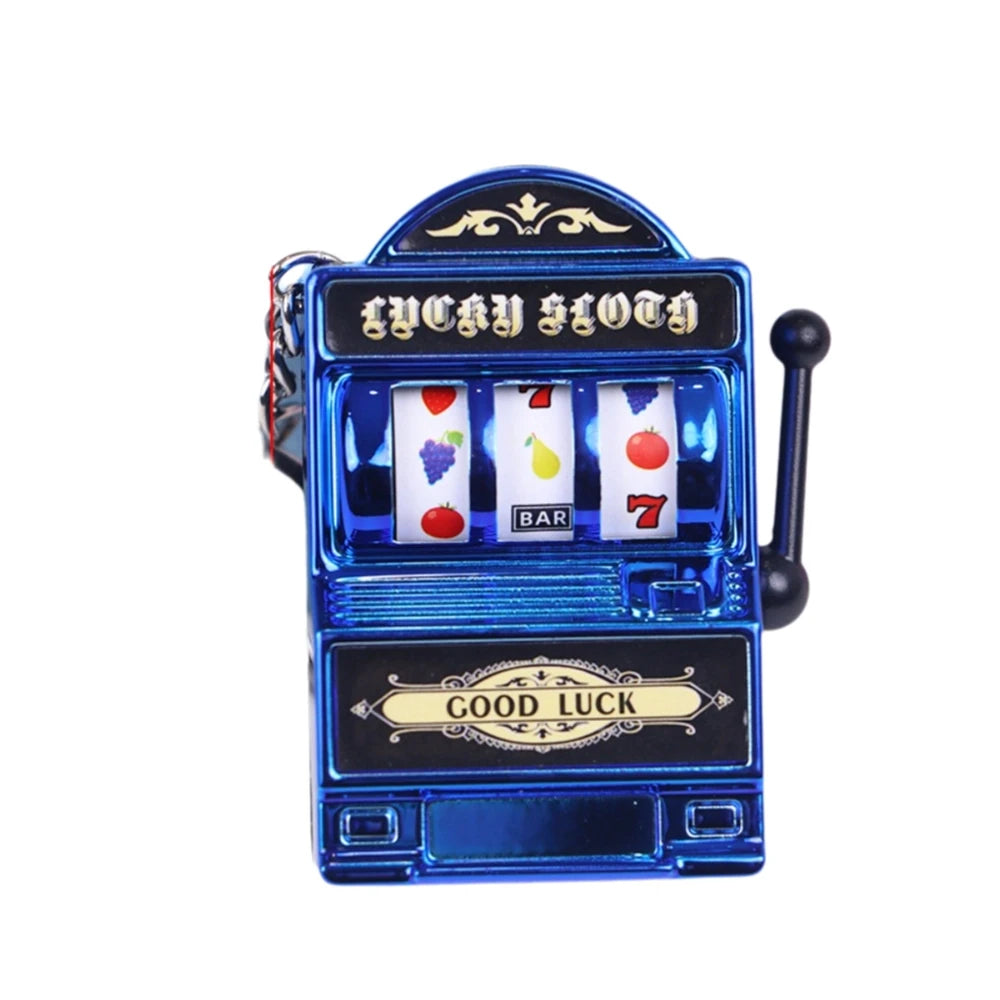 Cartoon Stress Reliever Keychains Coin Operated Games Mini Key Holder Toy Gambling Machine Kids Adult quixgadget